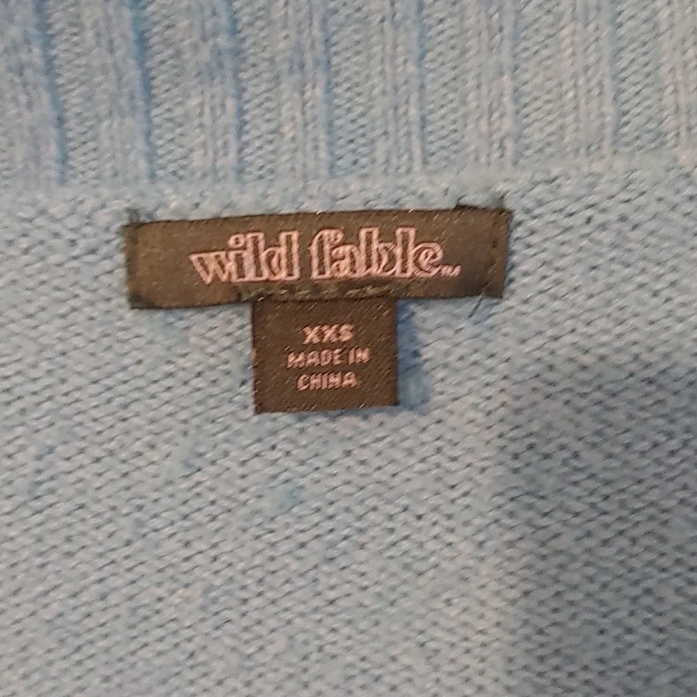 Wild Fable Cropped Knit Cardigan Sz XXS Light Blue Button-Up Oversized Y2K - Picture 3 of 6